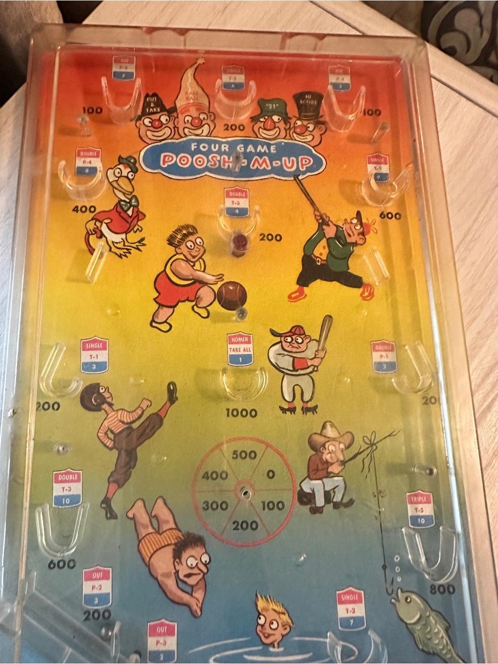 Vintage 1952 Northwestern Four Game Poosh-M-Up Tabletop Pinball Game USA